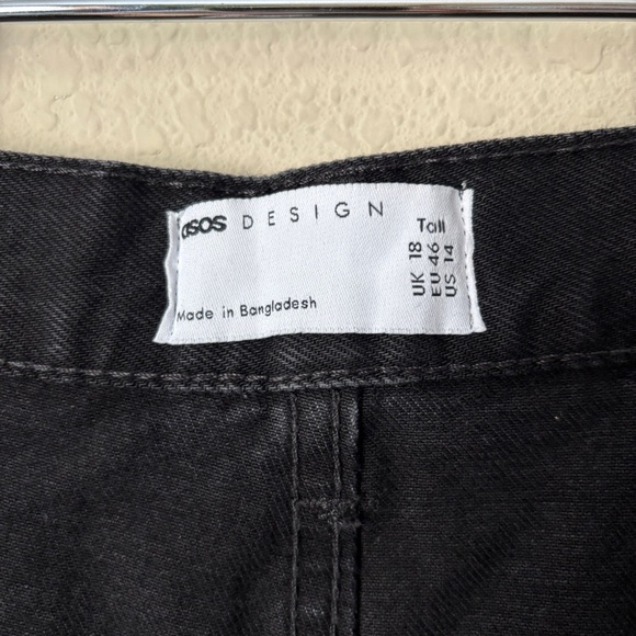 Asos 14 Tall Gray Black Rolled Hem Denim Jean Shorts - Picture 2 of 9